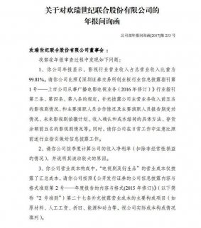 歡瑞世紀年報遭問詢