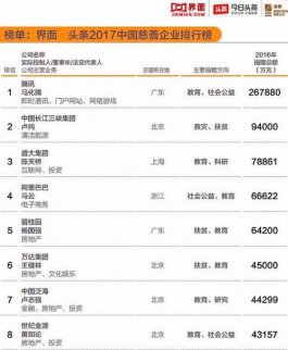 2017年中國慈善企業(yè)排行榜