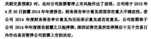 之所以很多人沒有賣出，實際是因為2015年4月9日的時候新都酒店還有一個公告：重組！停牌前的一連串漲停也正是因為這個重組公告！