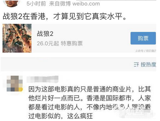 《戰狼2》香港首日的票房表現