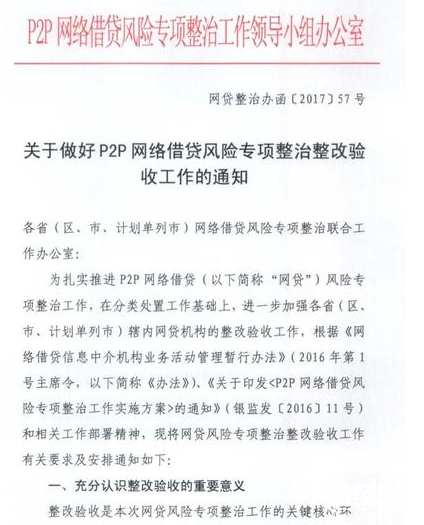 P2P網貸專項整治開始驗收 