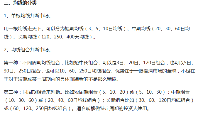 炒股票入門基礎知識“均線”的分類