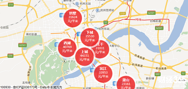 杭州房價區域圖